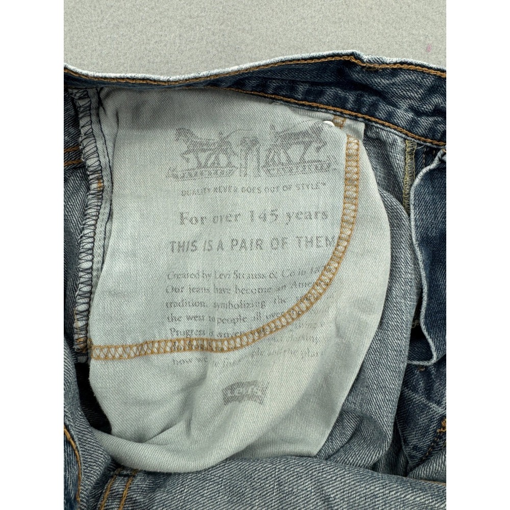 Distressed Levis 569 Loose Straight Leg Jeans Mens 34x32 (34x30) Blue Denim - Picture 13 of 16